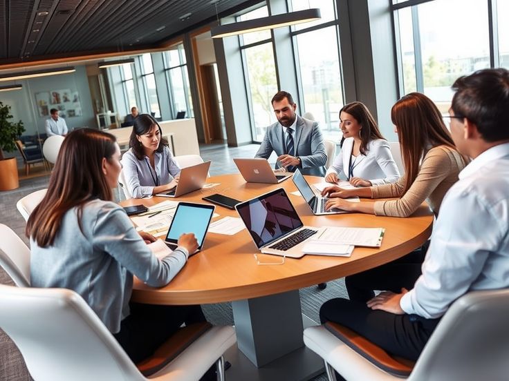 Workshop where team reviews financial dashboards together